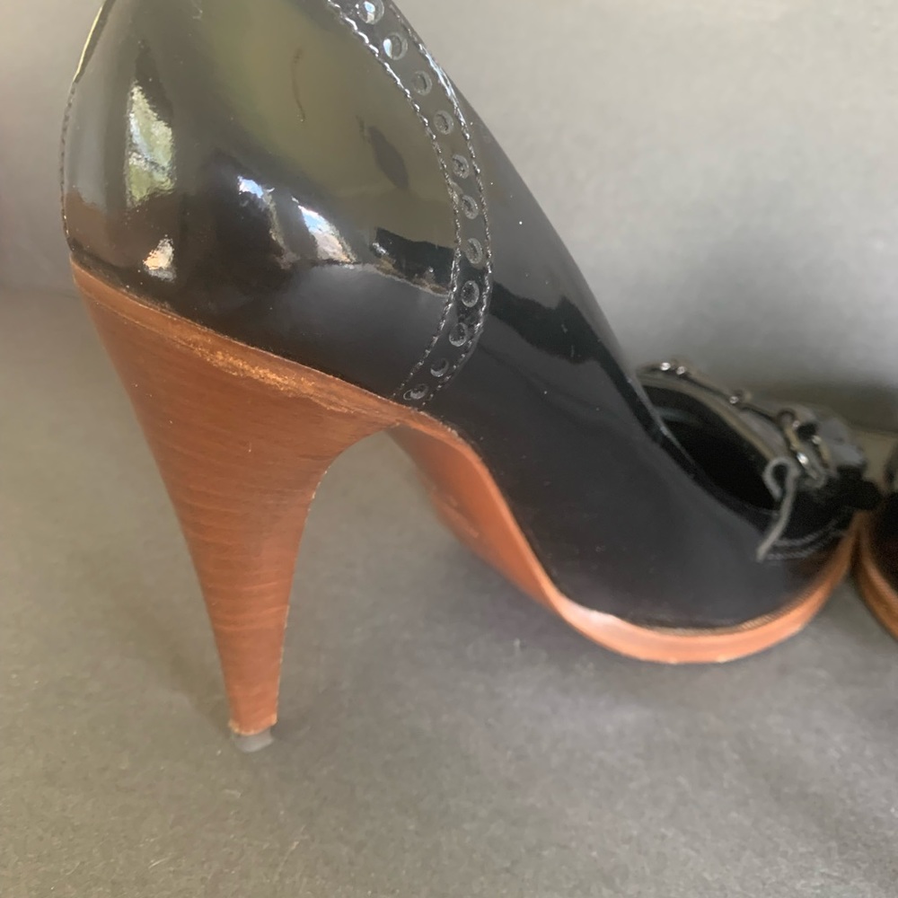 Gucci Black Patent Leather Kiltie Bit Heels with Brown Trim~Fit More Like a Sz 6 - Picture 14 of 16